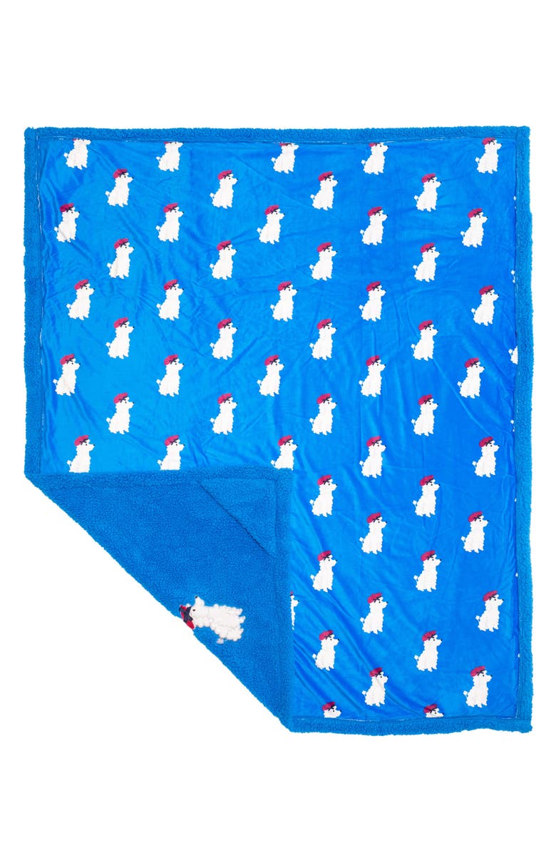 mimish Poodles Reversible Fleece Baby Blanket, Alternate, color, Brilliant Blue