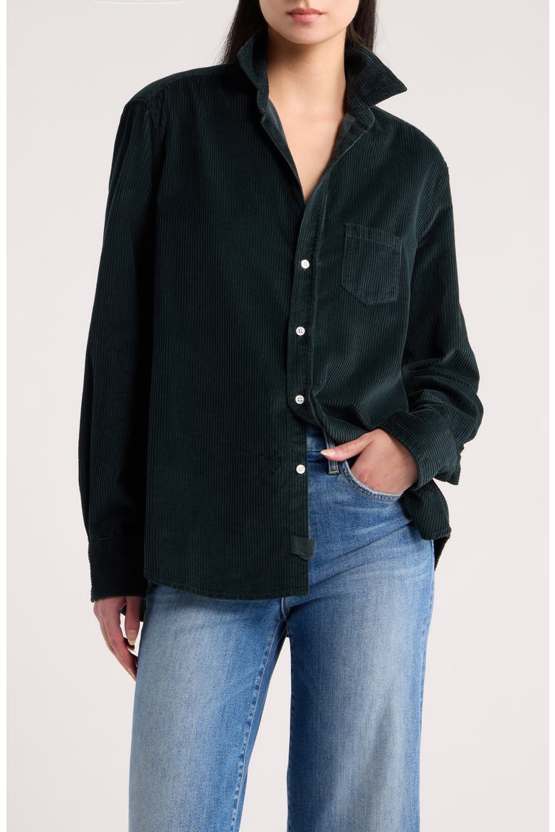 Eileen Relaxed Button-Up Corduroy Shirt, Main, color, PEACOCK