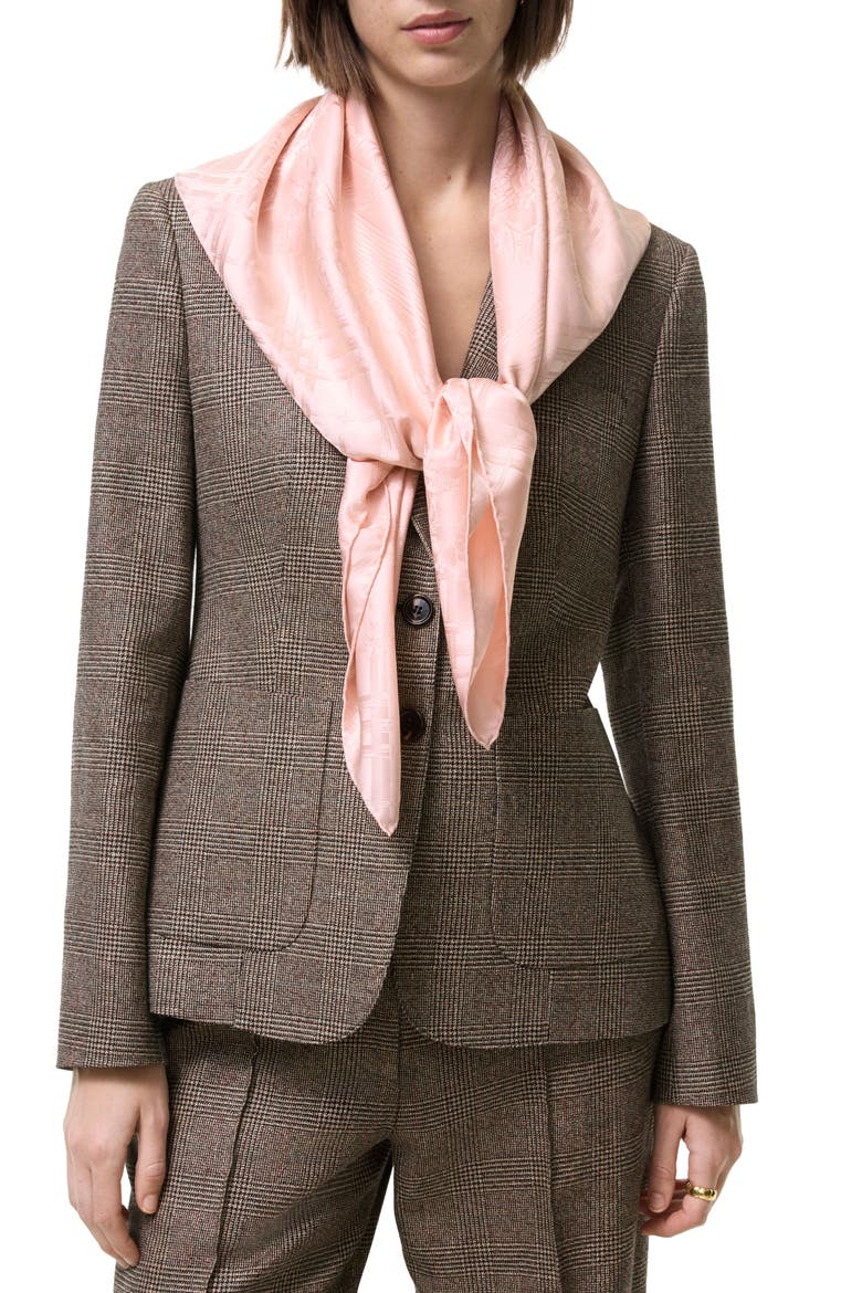 Floral Crest Silk Jacquard Scarf, Main, color, COMPACT PINK