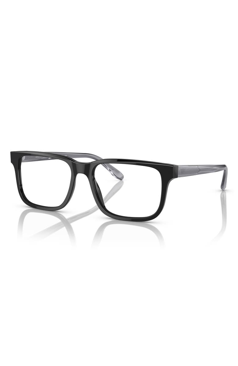 Emporio Armani 55mm Rectangle Optical Glasses, Alternate, color, Black / Demo Lens