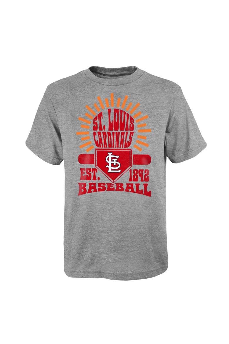 Youth Gray St. Louis Cardinals Sun Burst T-Shirt, Main, color, Gray