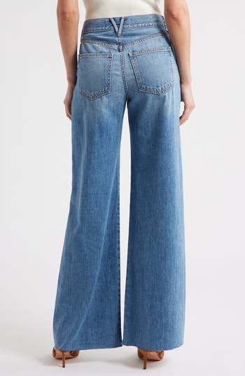 Kasey Raw Hem Mid Rise Wide Leg Jeans