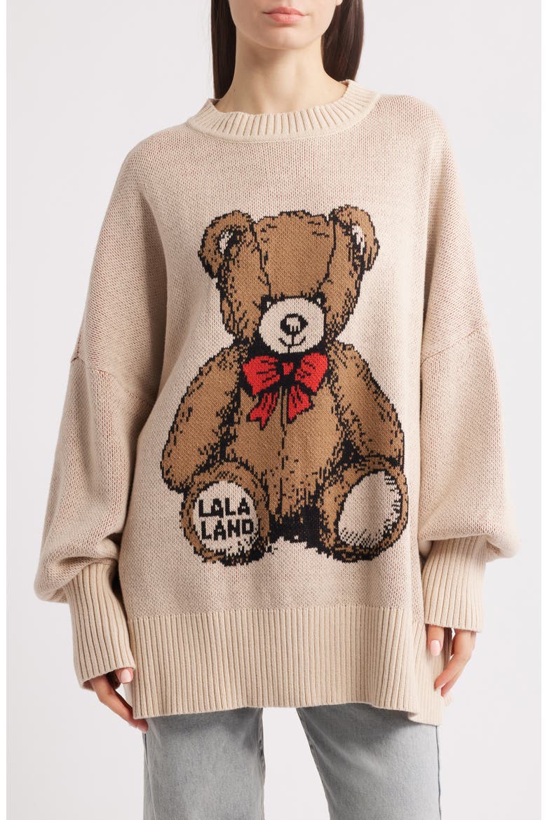 Teddy Bear Oversize Sweater, Main, color, BEIGE