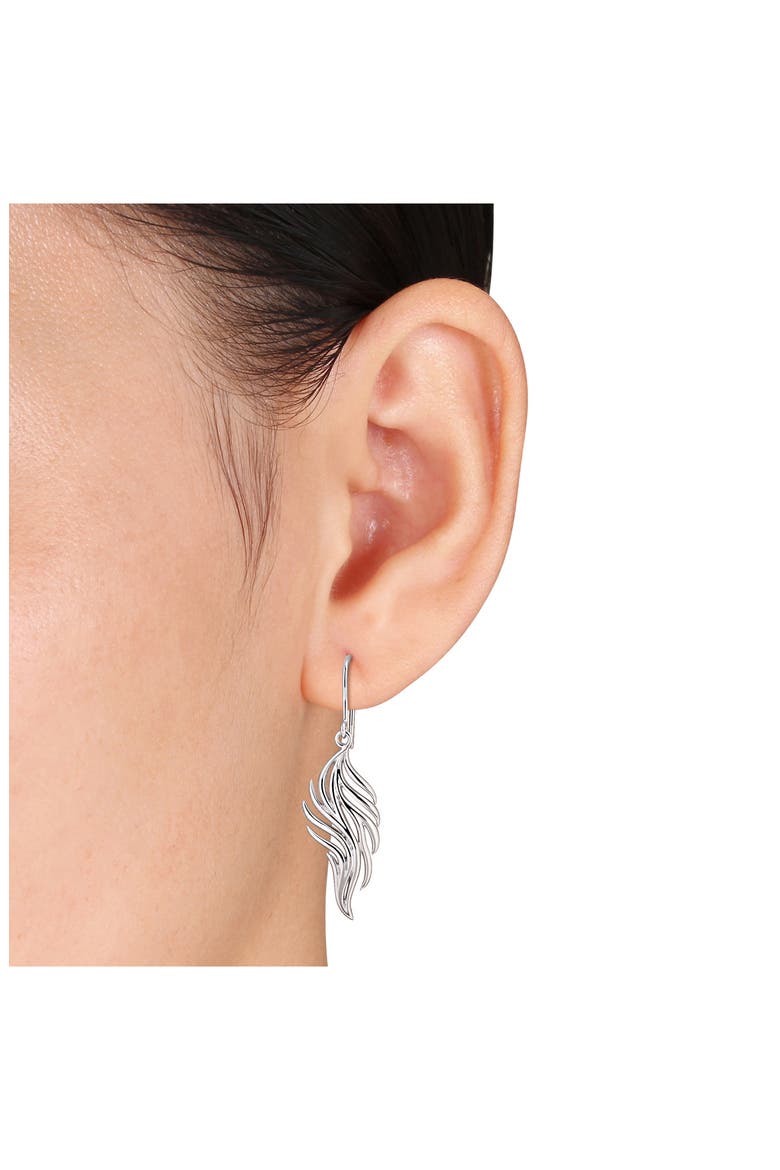 Sterling Silver Leaf Drop Earrings, Alternate, color, SILVER