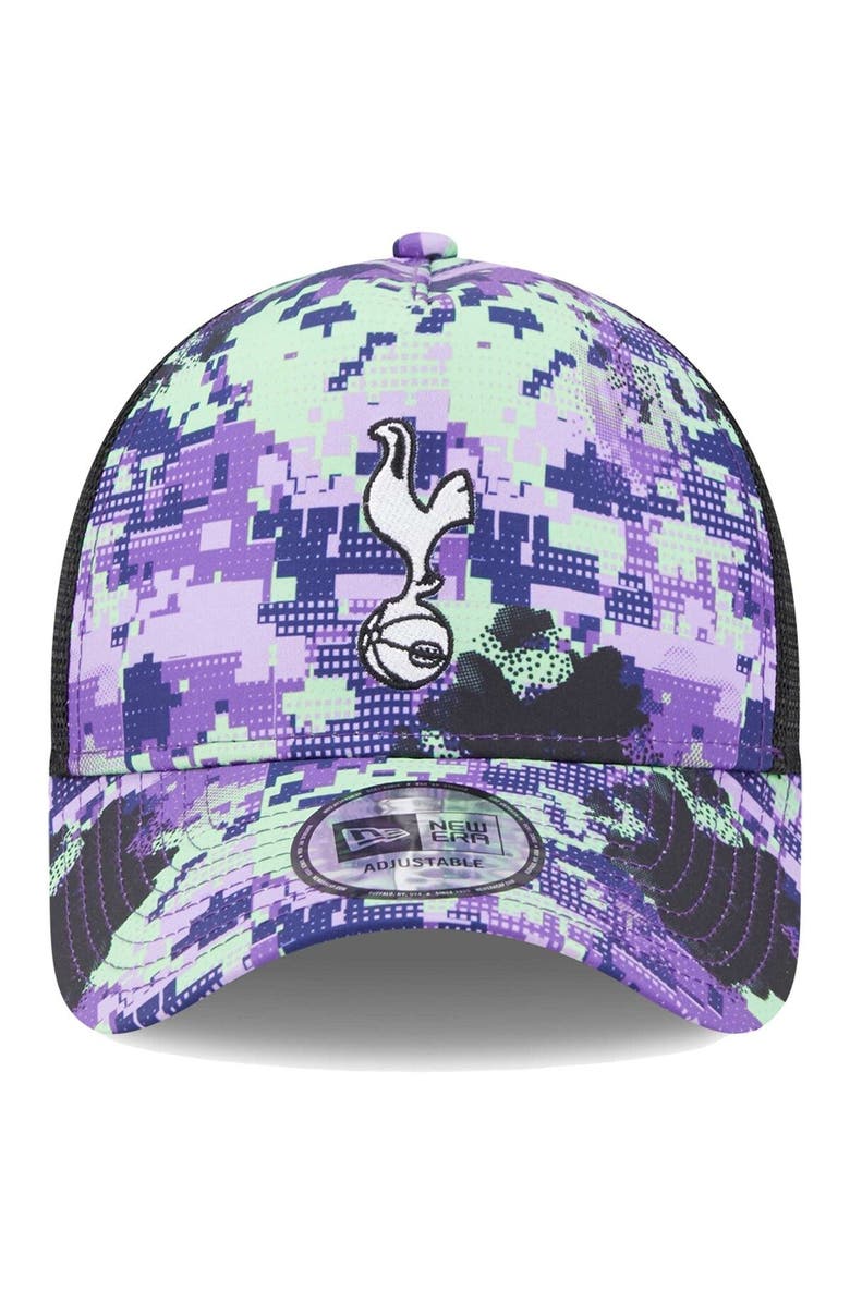 New Era Men's New Era Tottenham Hotspur Black Glitch All Over Print E-Frame Trucker Adjustable Hat, Alternate, color, Black
