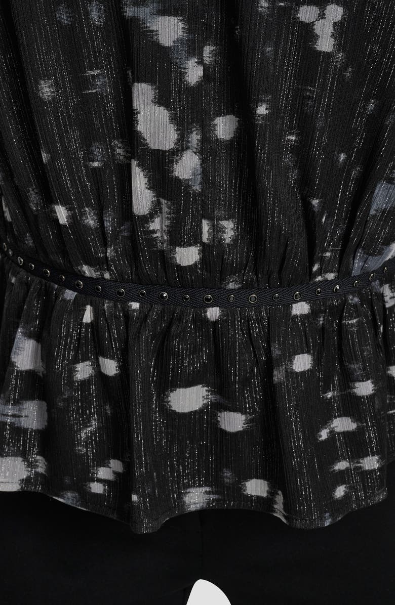 DKNY Shine Crinkle Chiffon Peplum Top, Alternate, color, Reflected Lights