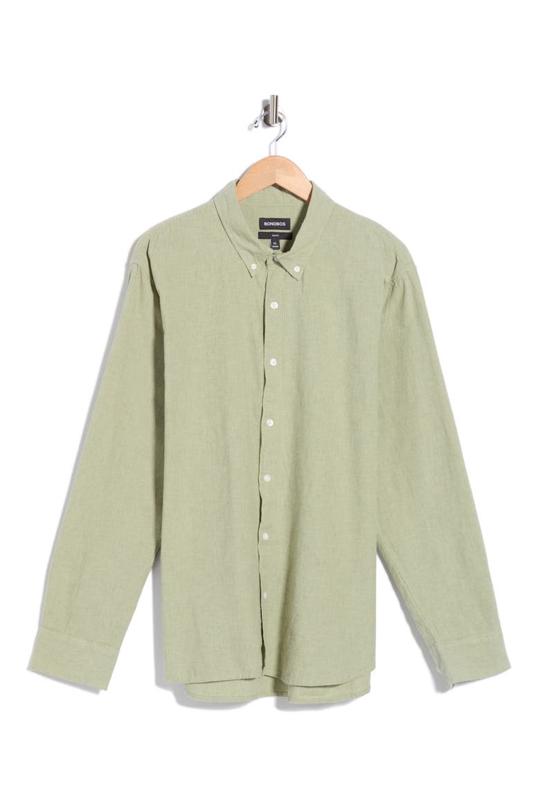 Everyday Pinstripe Button Front Shirt, Main, color, SEA SPRAY