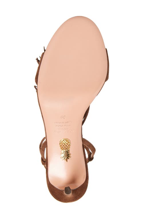 Aquazzura 85 Fringed Suede Open Toe Sandals In Brown