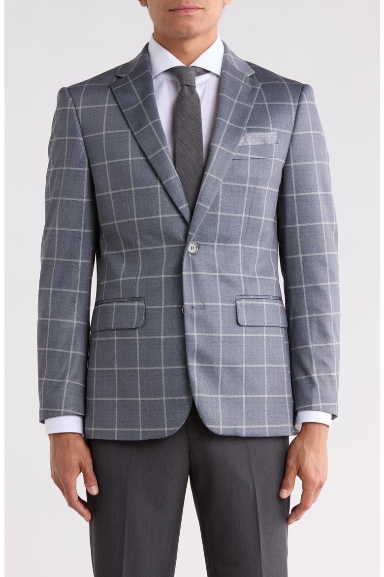Plaid Sport Coat, Main, color, GREY