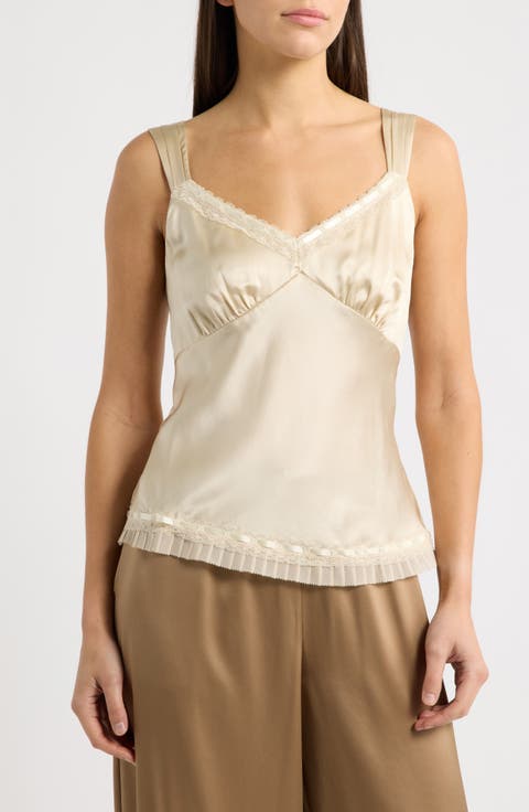 Salome Lace Trim Silk Tank