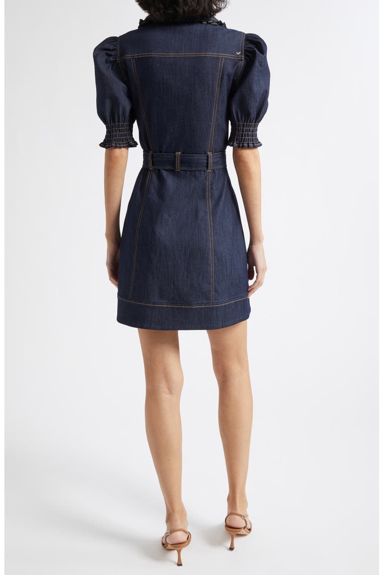 Annabella Ruffle Detail Denim Dress, Alternate, color, INDIGO