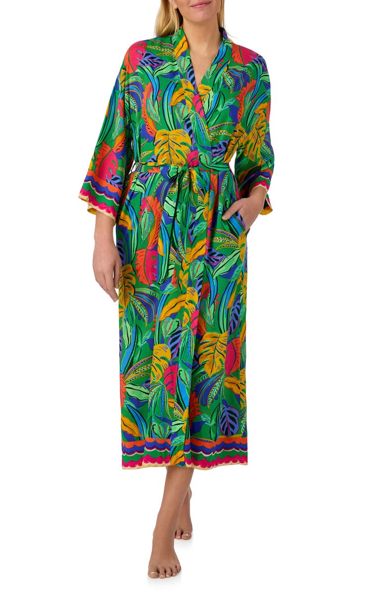 Room Service Pjs Print Longline Robe, Main, color, Green Multi