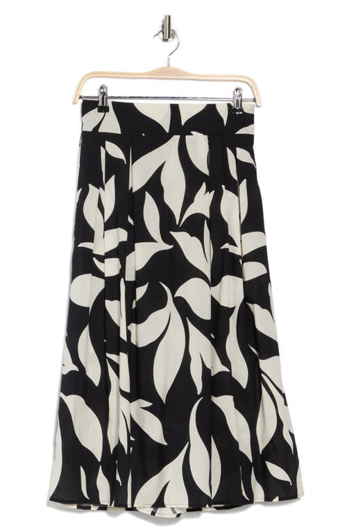 T Tahari A-line Midi Skirt In Black/cloud Big Floral