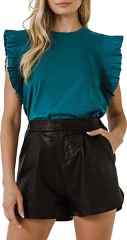 English Factory Poplin Ruffle Top