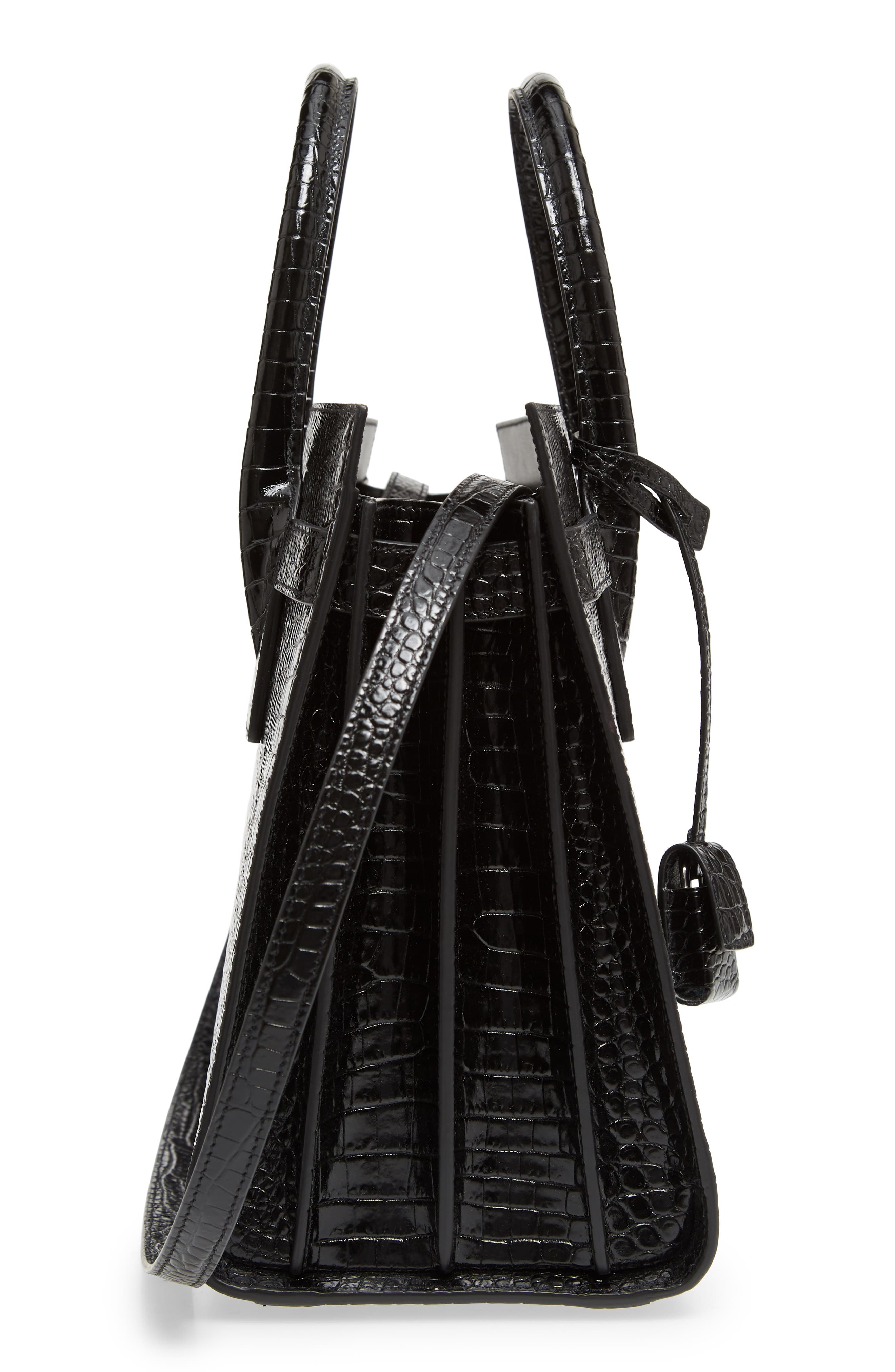 Saint Laurent Small Sac de Jour Croc Embossed Calfskin Leather Tote, Alternate, color, 