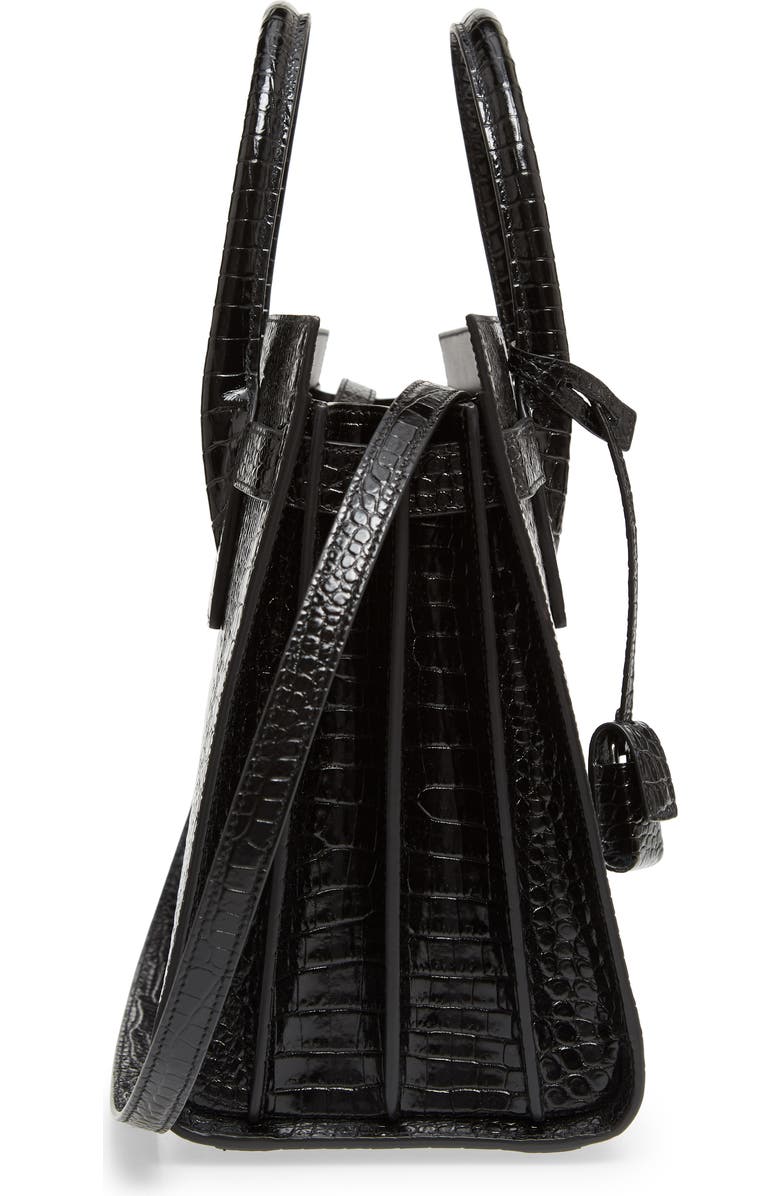 Saint Laurent Small Sac de Jour Croc Embossed Calfskin Leather Tote, Alternate, color,