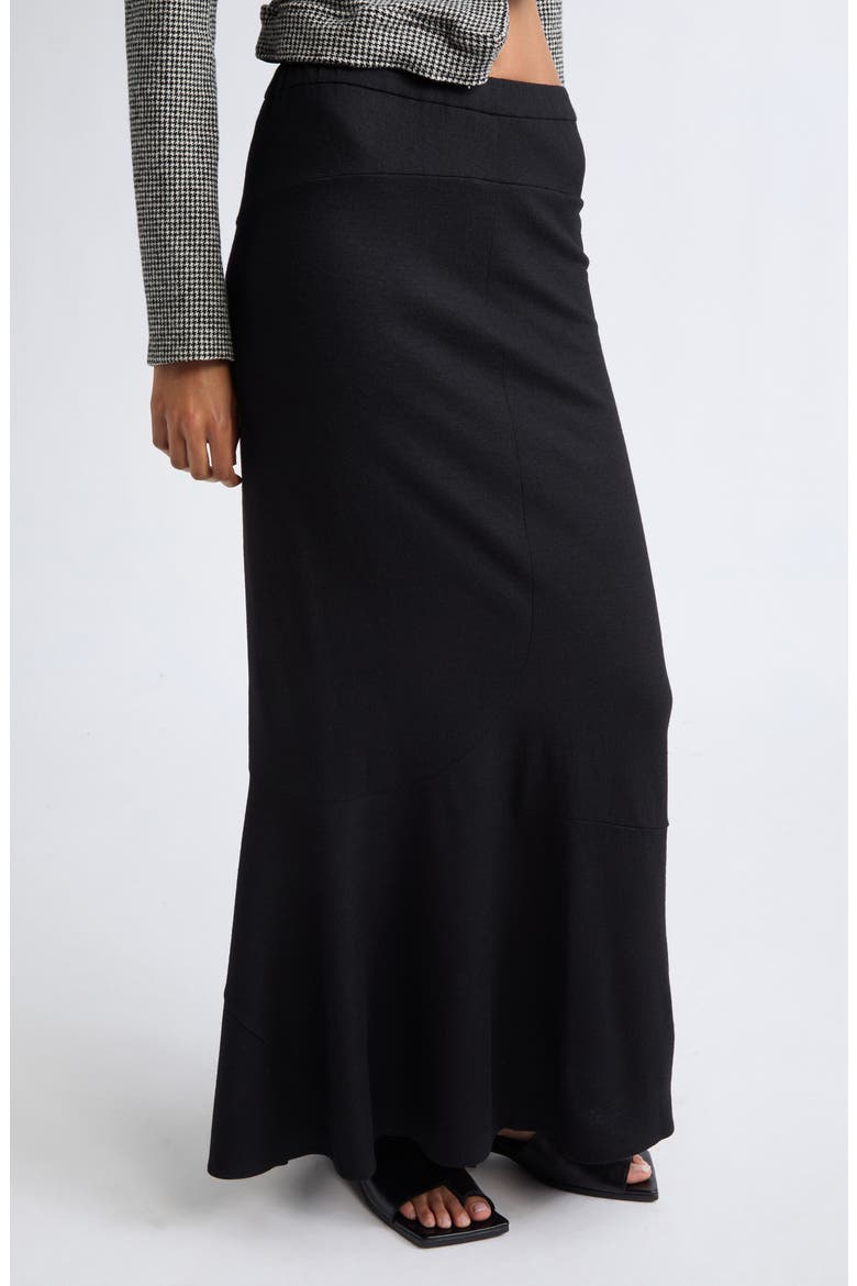 Wool Jersey Maxi Skirt, Alternate, color, BLACK