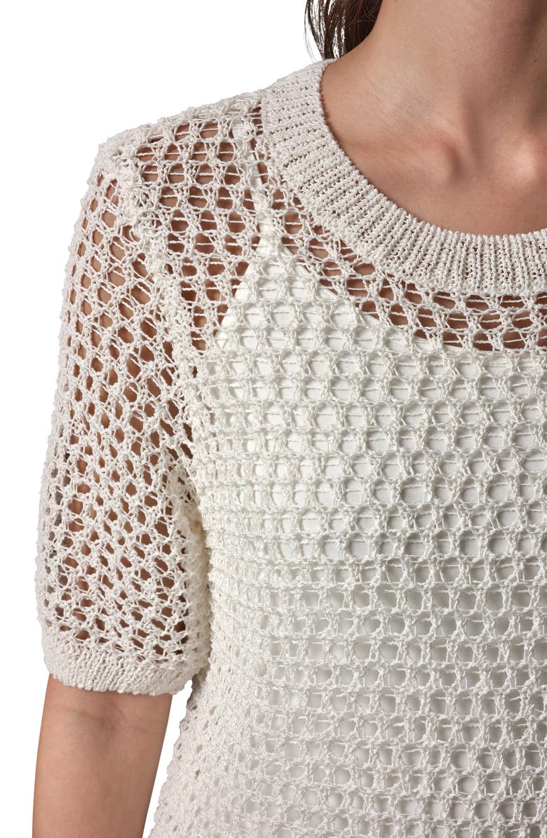 Donna Karan New York Open Knit Crewneck Sweater, Alternate, color, Cream