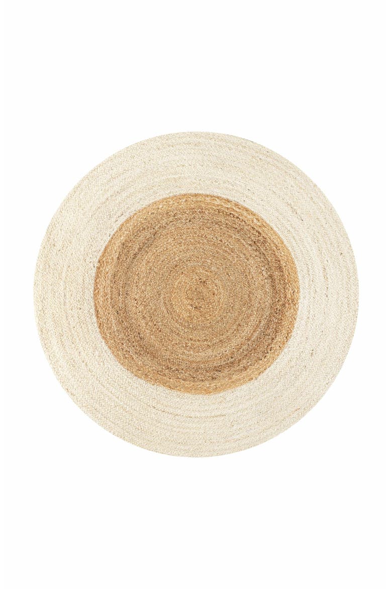Oceana Two-Tone Boho Jute Circle Round Area Rug, Alternate, color, Cream/Natural