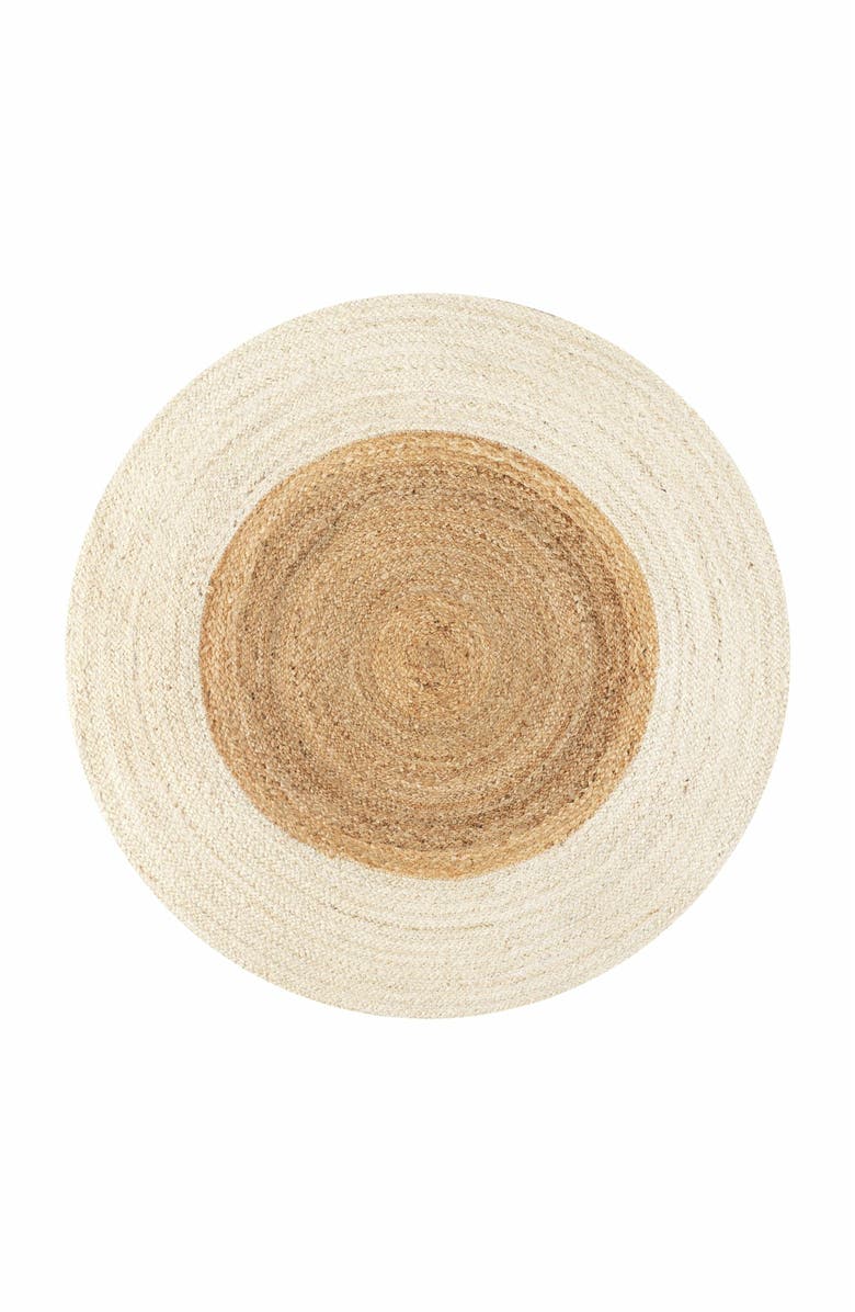 JONATHAN Y Oceana Two-Tone Boho Jute Circle Round Area Rug, Main, color, Cream/Natural