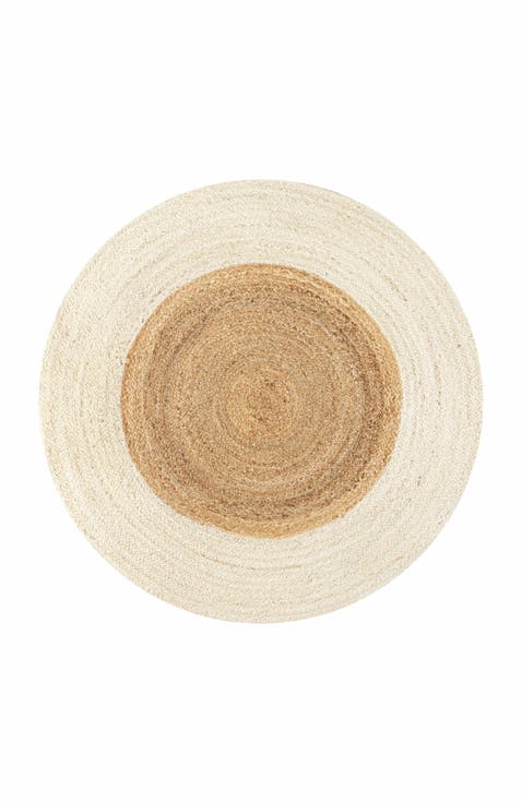 Oceana Two-Tone Boho Jute Circle Round Area Rug