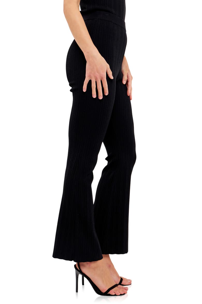 Flare Leg Rib Pants, Alternate, color, BLACK