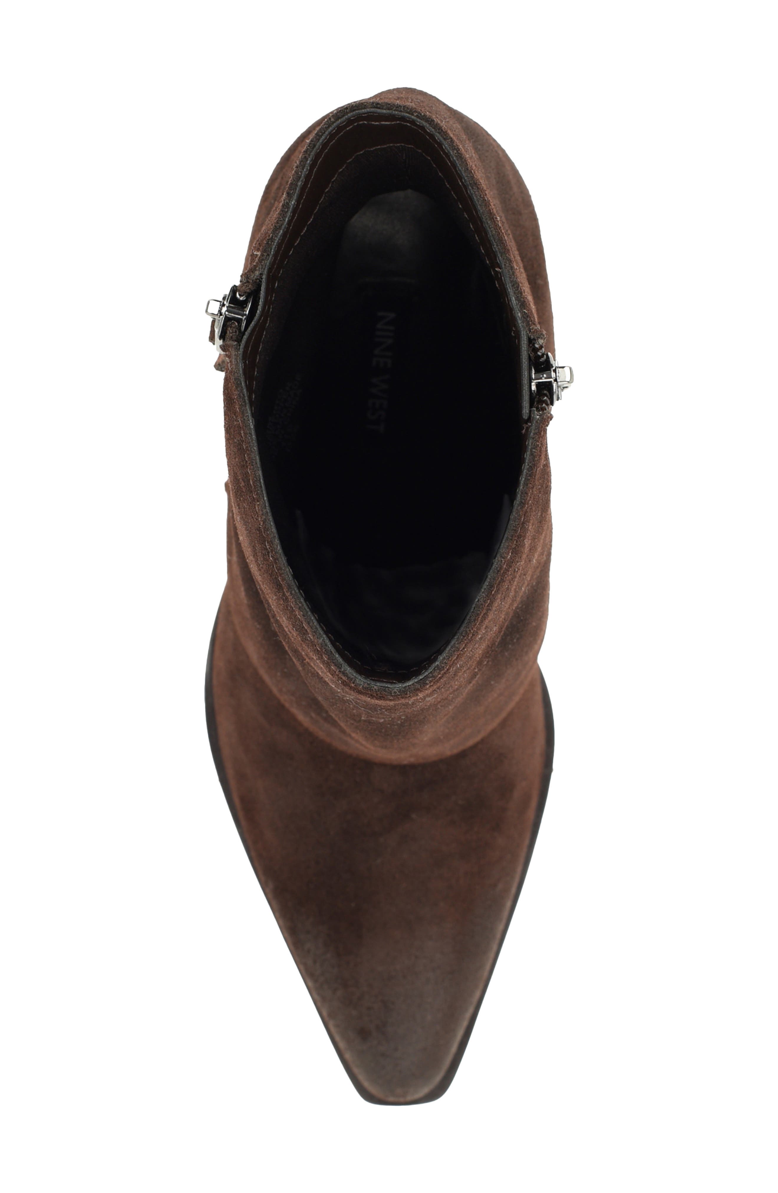 Umberto Pointed Toe Leather Bootie, Alternate, color, DBR01