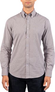TailorByrd Micro Gingham Stretch Cotton Button-Up Shirt