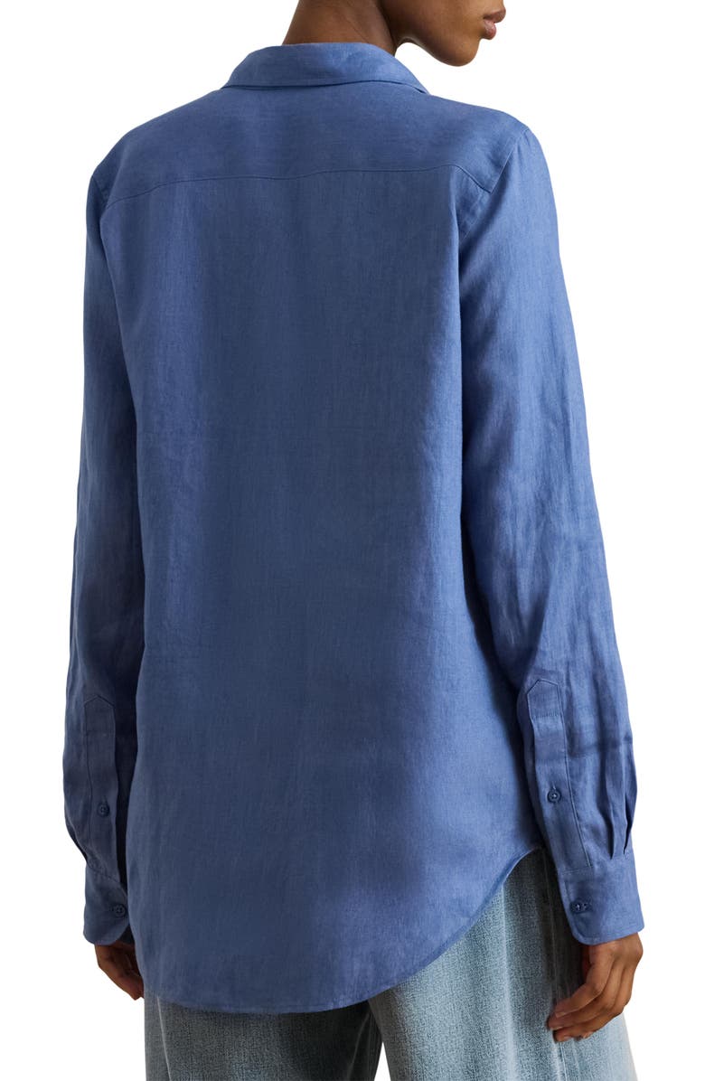 Lauren Ralph Lauren Karrie Tissue Linen Button-Up Shirt, Alternate, color, Carson Blue