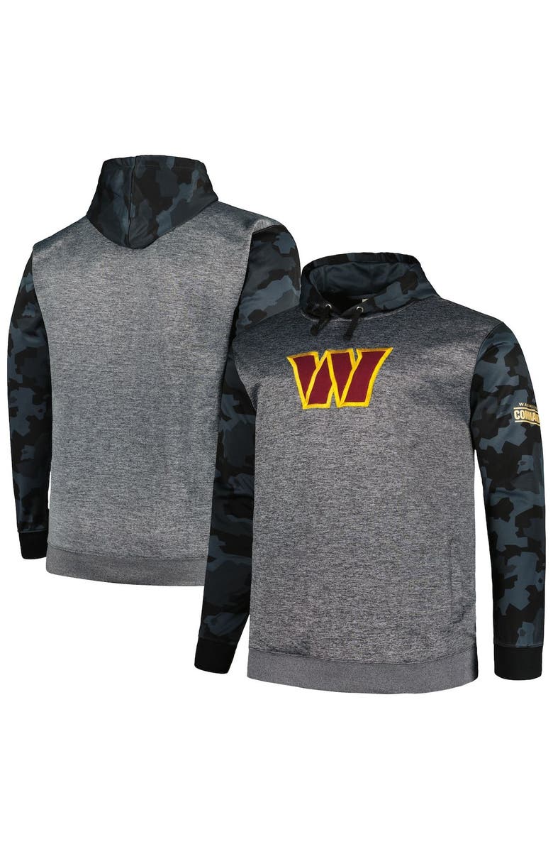 FANATICS Men's Fanatics Heather Charcoal Washington Commanders Big & Tall Camo Pullover Hoodie, Main, color, Heather Charcoal