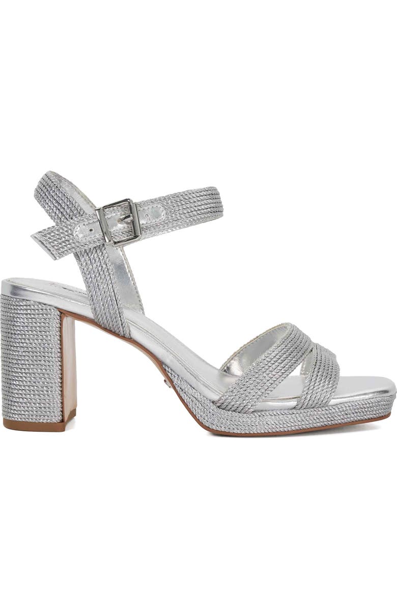 Dune London Manifesting Ankle Strap Sandal, Alternate, color, Silver