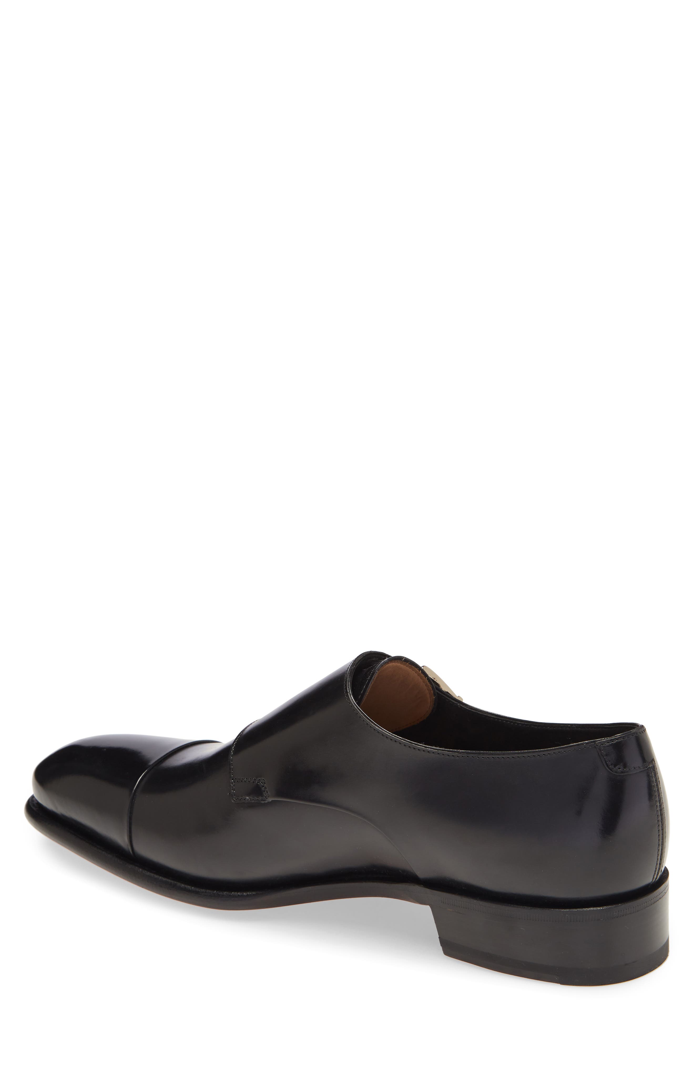 Santoni IRA Double Monk Strap Shoe, Alternate, color, Black