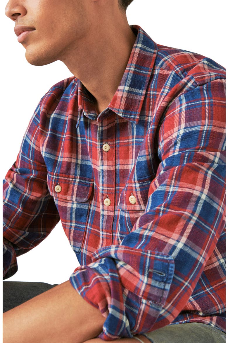Mesa Plaid Cotton Flannel Button-Up Shirt, Alternate, color, INDIGO MULTI