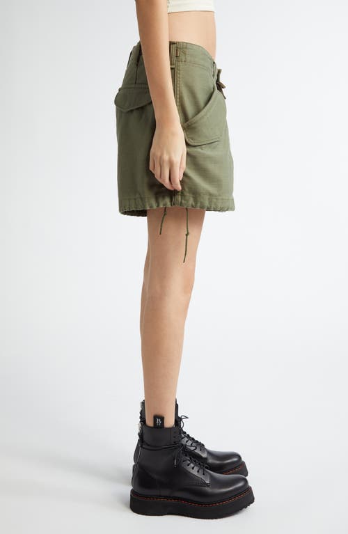 R13 Marianne Cargo Short In Olive Sateen