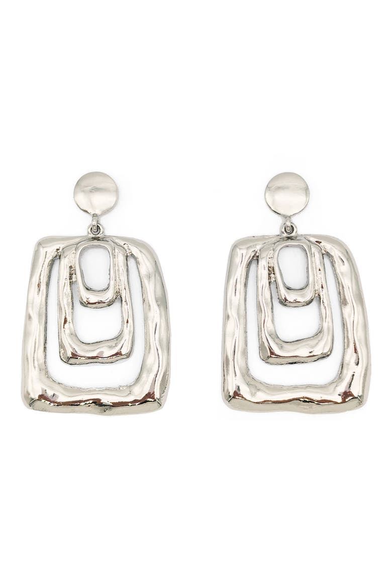 Hammered Knocker Drop Earrings, Main, color, SILVER