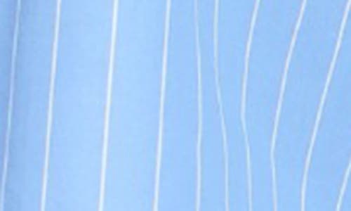 Apny Stripe Cotton Blend Crop Button-up Shirt In Blue/white Stripe