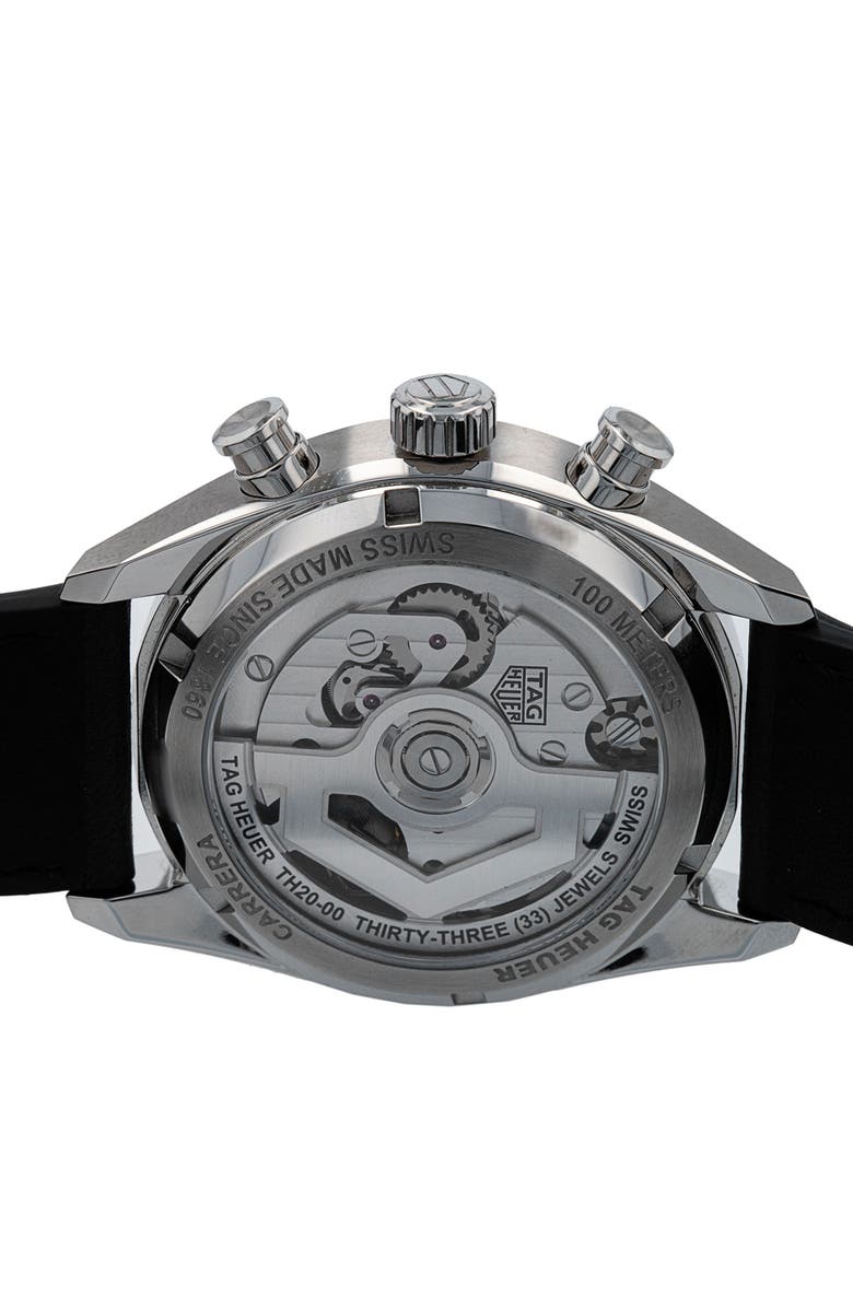 Watchfinder & Co. Tag Heuer Preowned Carrera Chronograph Leather Strap Watch, 41mm, Alternate, color,