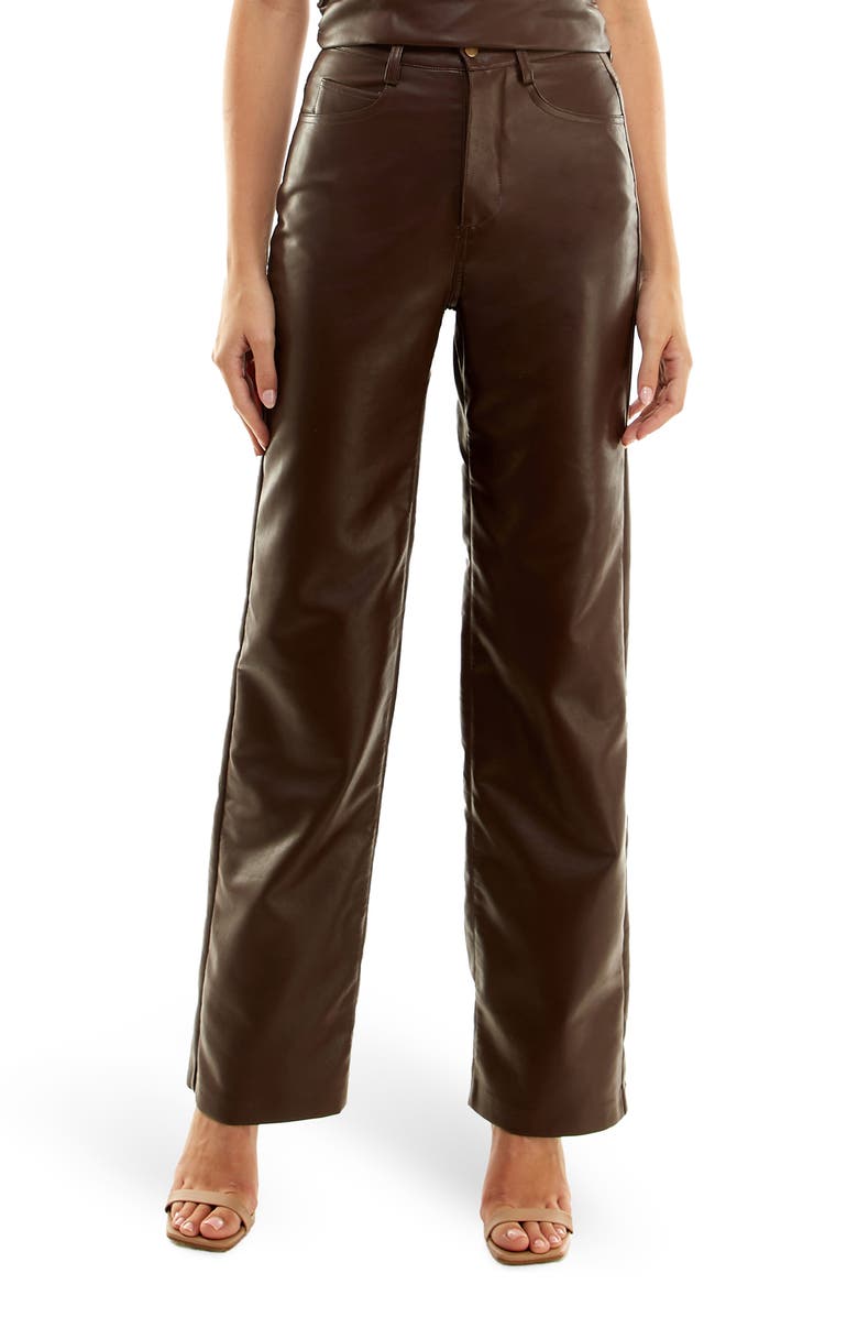 WAYF x Jourdan Sloane Giselle Faux Leather Pants, Main, color, Espresso