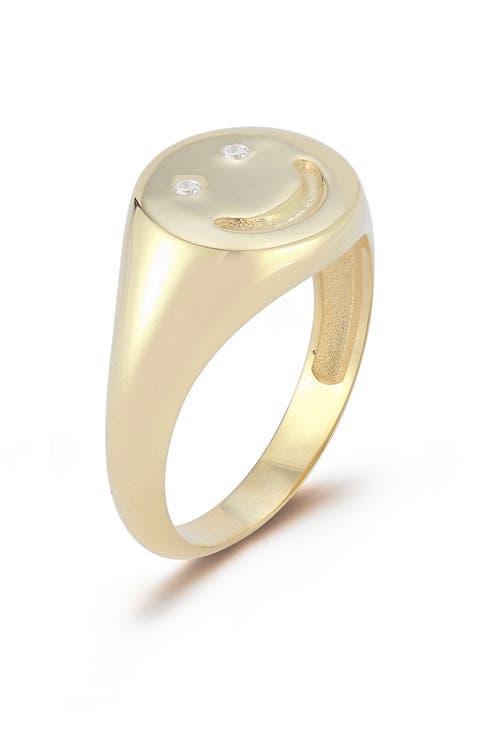 Sterling Silver & CZ Smiley Face Ring