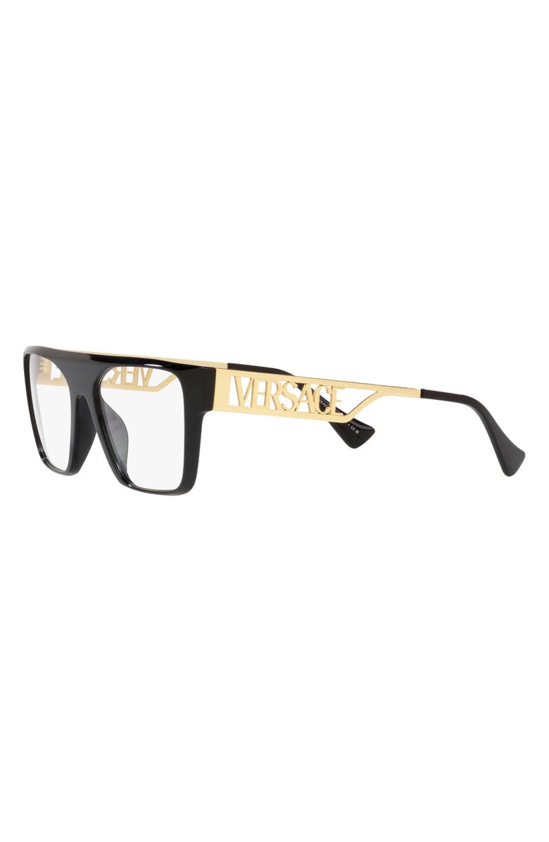Versace 55mm Recangular Optical Glasses, Alternate, color, Black