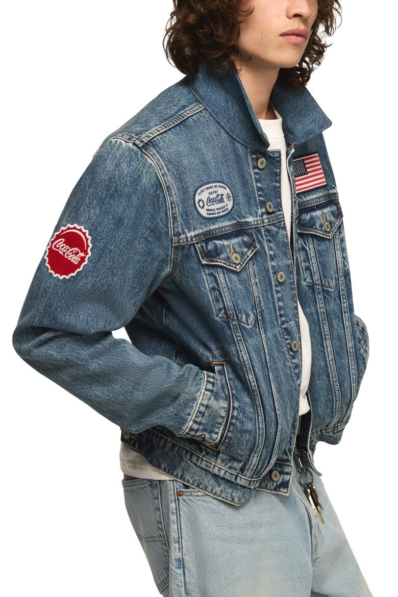 x Coca-Cola Cotton Denim Trucker Jacket, Alternate, color, FEEL THE POP