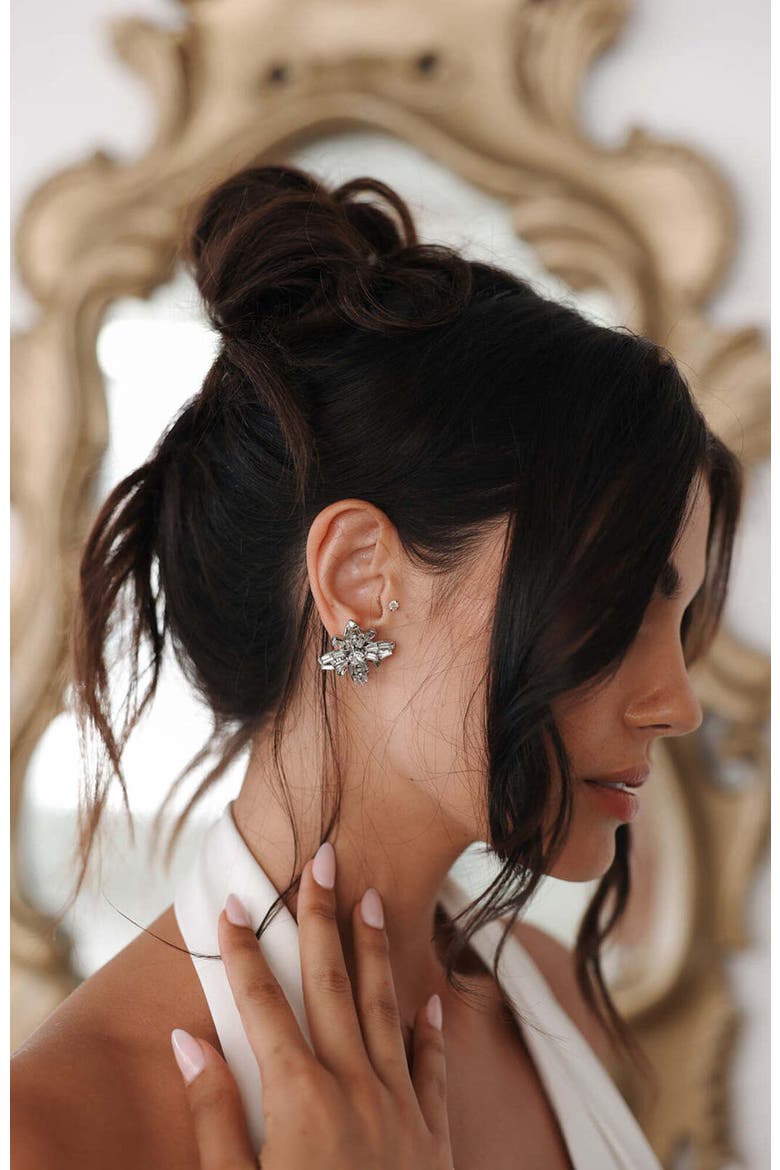 Quinn Crystal Stud Earrings, Alternate, color, Silver