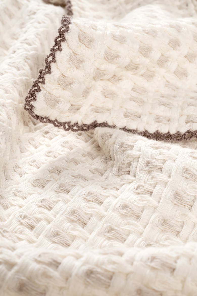Costa Border Embroidered Cotton Piqué King Coverlet, Alternate, color, Natural