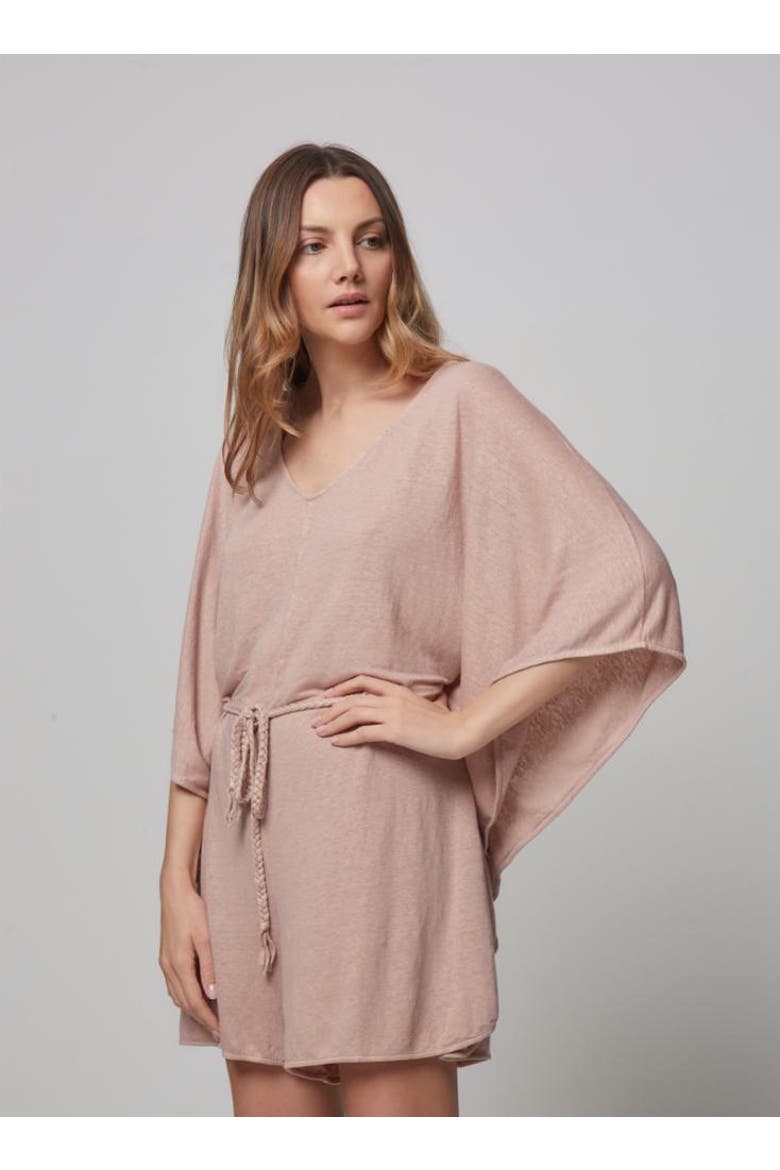 Linen Stretch Hand Dye Jumper, Alternate, color, ROSE THE
