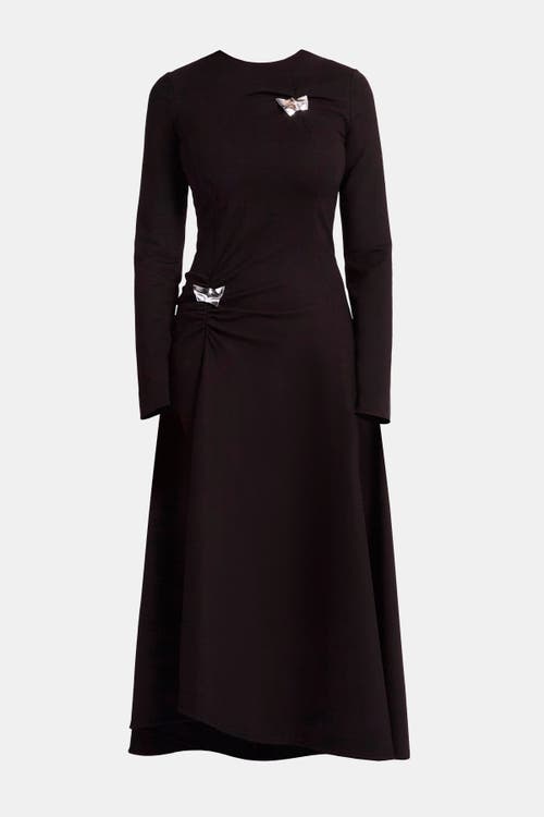 Kate Barton Double Pinch A-line Jersey Dress With Brooches In Multi