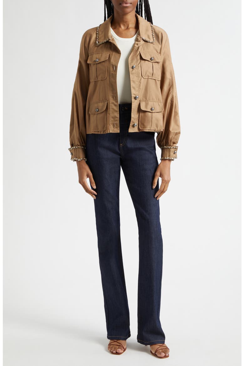 Adami Rhinestone Detail Jacket, Alternate, color, BROWN SANDSTONE