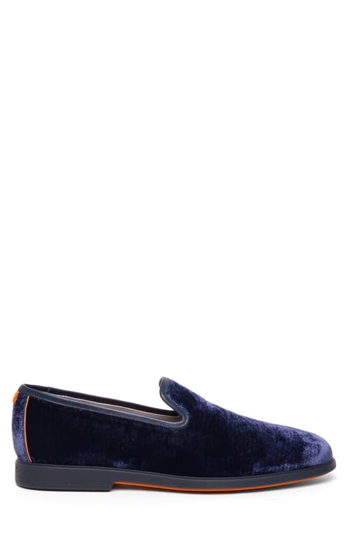 Santoni Smooth Smoking Slipper In Blue