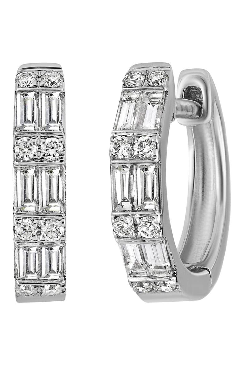 Gatsby Diamond Huggie Hoop Earrings (Nordstrom Exclusive), Main, color, 18K WHITE GOLD