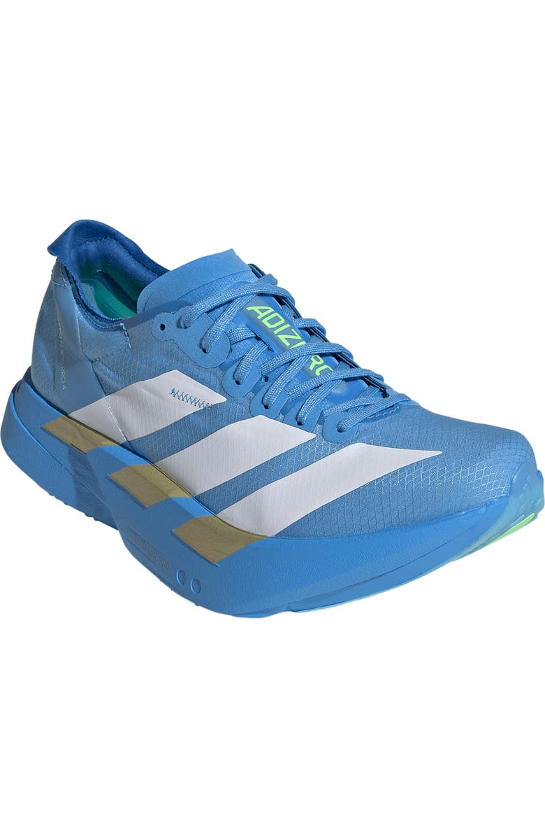 adidas Adizero Adios Pro 4 Racing Shoe, Main, color, White/ White/ Lime Burst