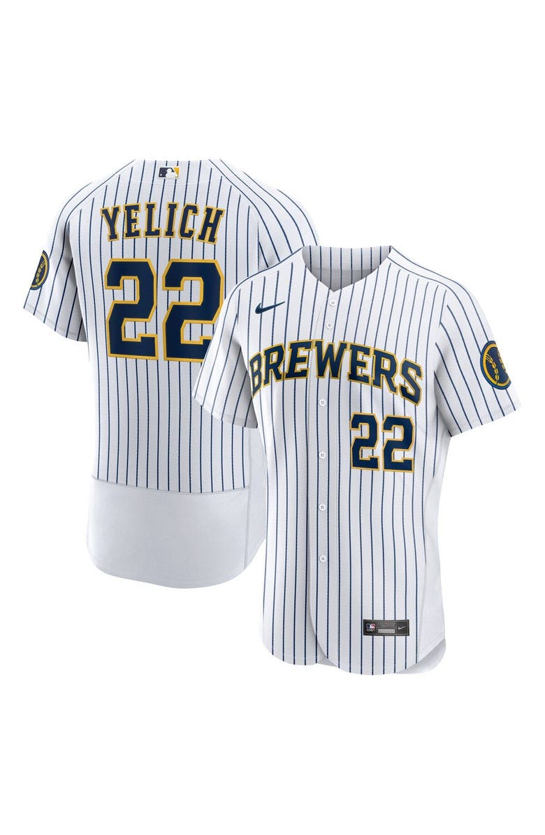 Nike Men's Nike Christian Yelich White Milwaukee Brewers Team Alternate Authentic Player Jersey, Main, color, 